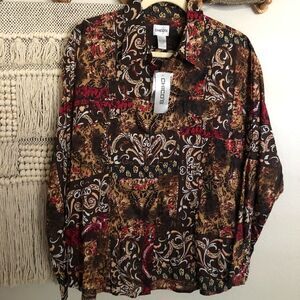 Chico’s Brown Multicolor Cotton Danielle Shirt 3